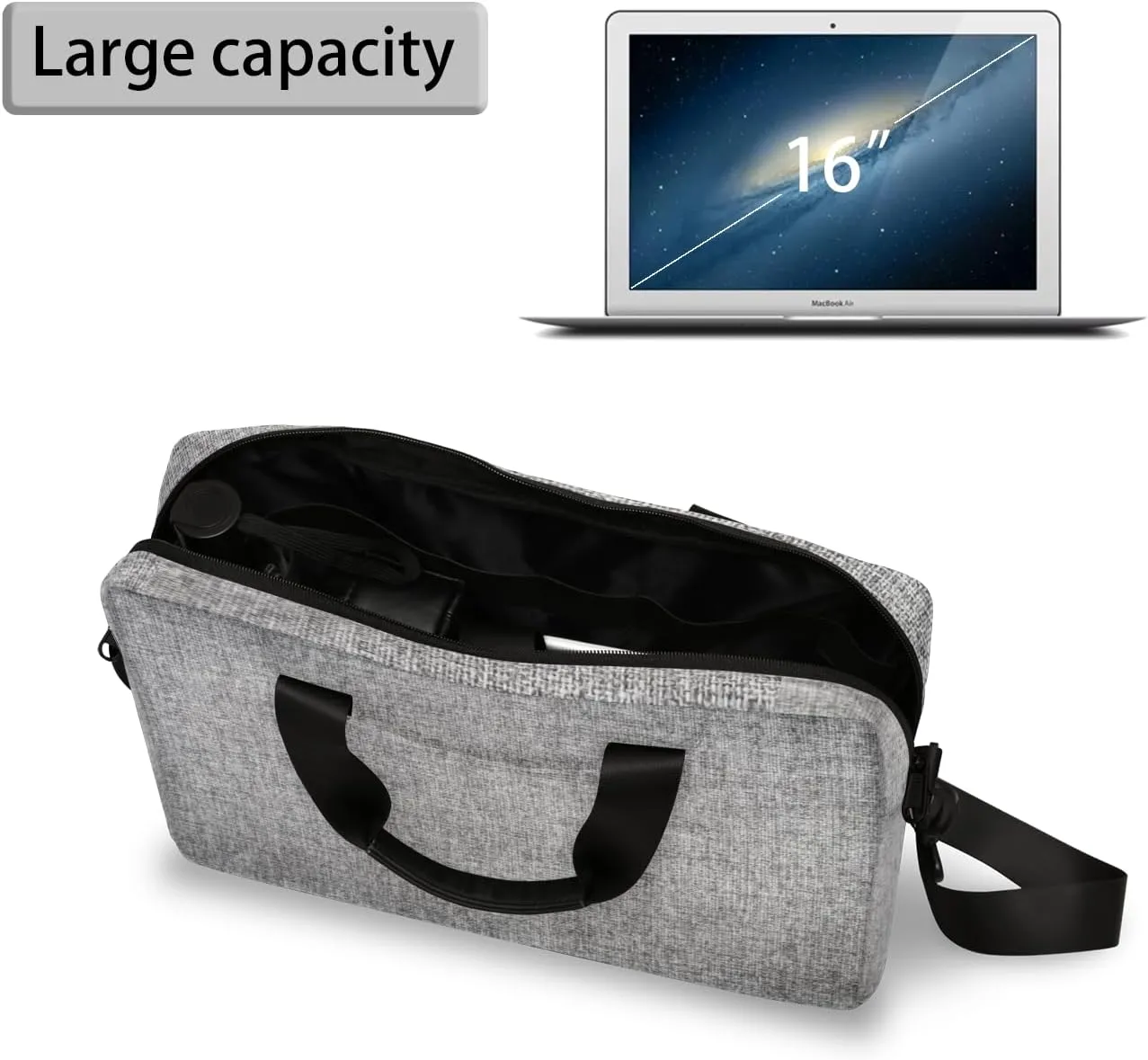 Gray Laptop Sleeve Case 14 15 15.6 inch, Gray Laptop Briefcase Shoulder Bag Waterproof Travel Computer Cover Carrying Bags