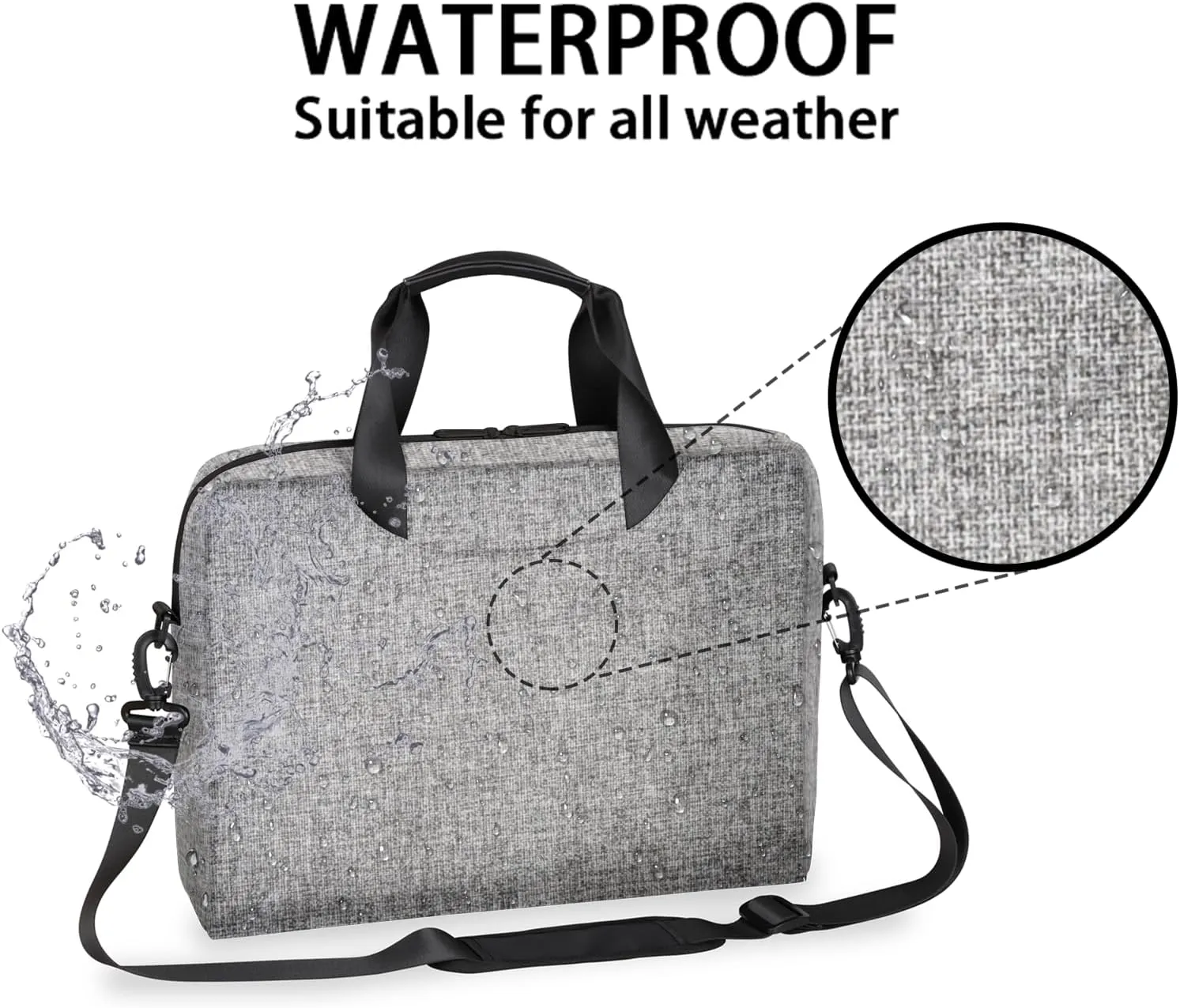 Gray Laptop Sleeve Case 14 15 15.6 inch, Gray Laptop Briefcase Shoulder Bag Waterproof Travel Computer Cover Carrying Bags
