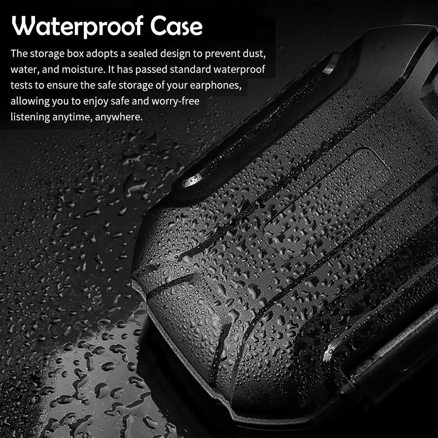 Hard Case with Roap Large Capacity Travel Gadgets Organizer Pouch Electronic Accessories IEMs Headphone Carry Case Portable Waterproof Eartips, Coins, Keys, Chains, Rings, Box (Matte Black)