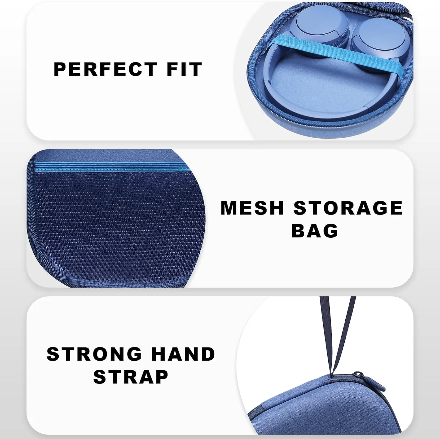 Headphone Case Compatible with JBL, Sony, Soundcore Anker, Bose, Edifier, BERIBES, KVIDIO Wireless Headphones, Travel Hard Blue Case by DRAMIU