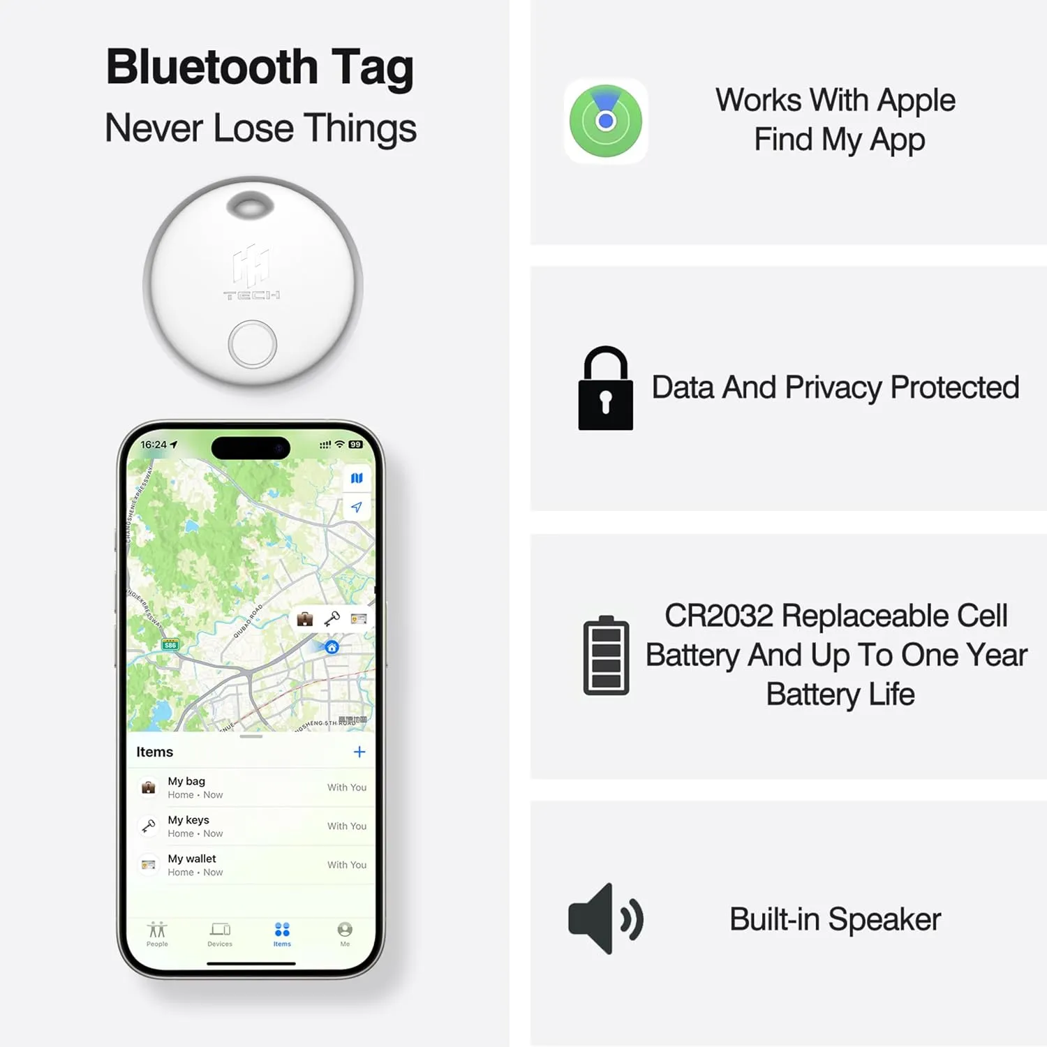 HH-Tech Smart Tag (Pack-3) for Apple iOS Devices, Key Tracker, Item Finder, Luggage Tag, Easily Track Your Wallet, Bag, Suitcase, and More with The Apple iPhone Find My App