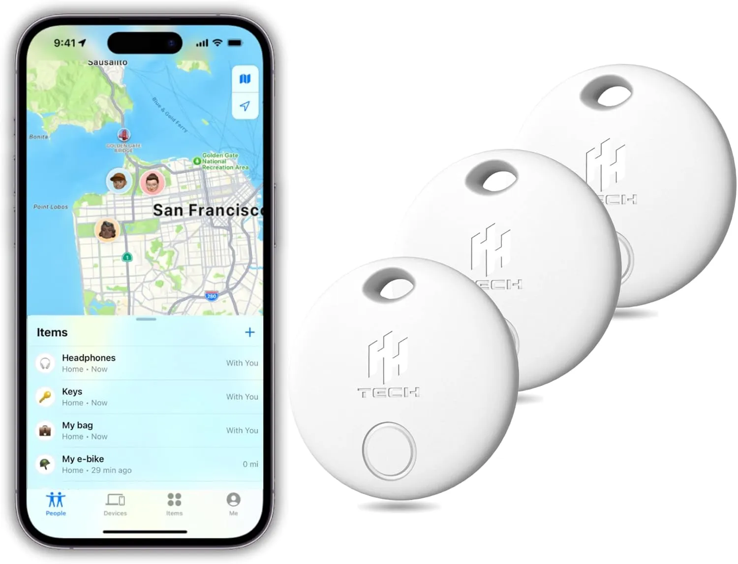 HH-Tech Smart Tag (Pack-3) for Apple iOS Devices, Key Tracker, Item Finder, Luggage Tag, Easily Track Your Wallet, Bag, Suitcase, and More with The Apple iPhone Find My App