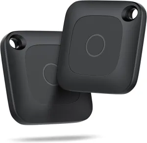 Hoxe Air Tracker, Key Finder Works with Find My App (iOS Only), Bluetooth Tracker Tag for Keys, Luggage, Suitcases and Pets, Loud Beep, Worldwide Tracking, Replaceable Battery, 2-Pack