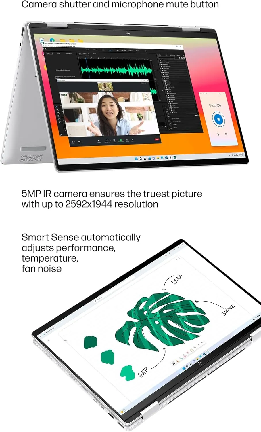 HP Envy x360 2-in-1 Laptop (14" FHD  Touchscreen, AMD Ryzen 5 8640HS (>i7-1255u), 16GB RAM, 512GB SSD), Creator, Photographer, Designer, 2025 AI PC, Backlit KB, Webcam w/ Shutter, Copilot, Win 11 Home
