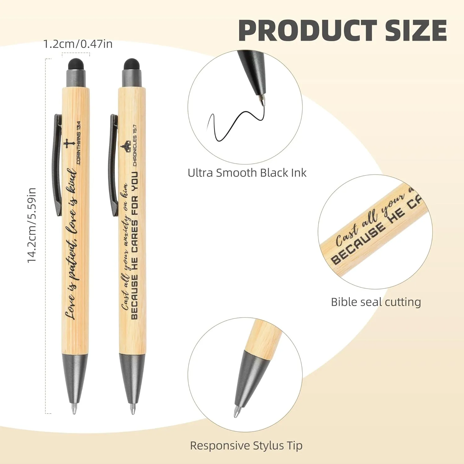 INSADA Bible Inspirational Stylus Pens Bulk Christian Pens with Scripture Great for All Ages Office and School Also Makes Great Fathers Day Gifts10 Count