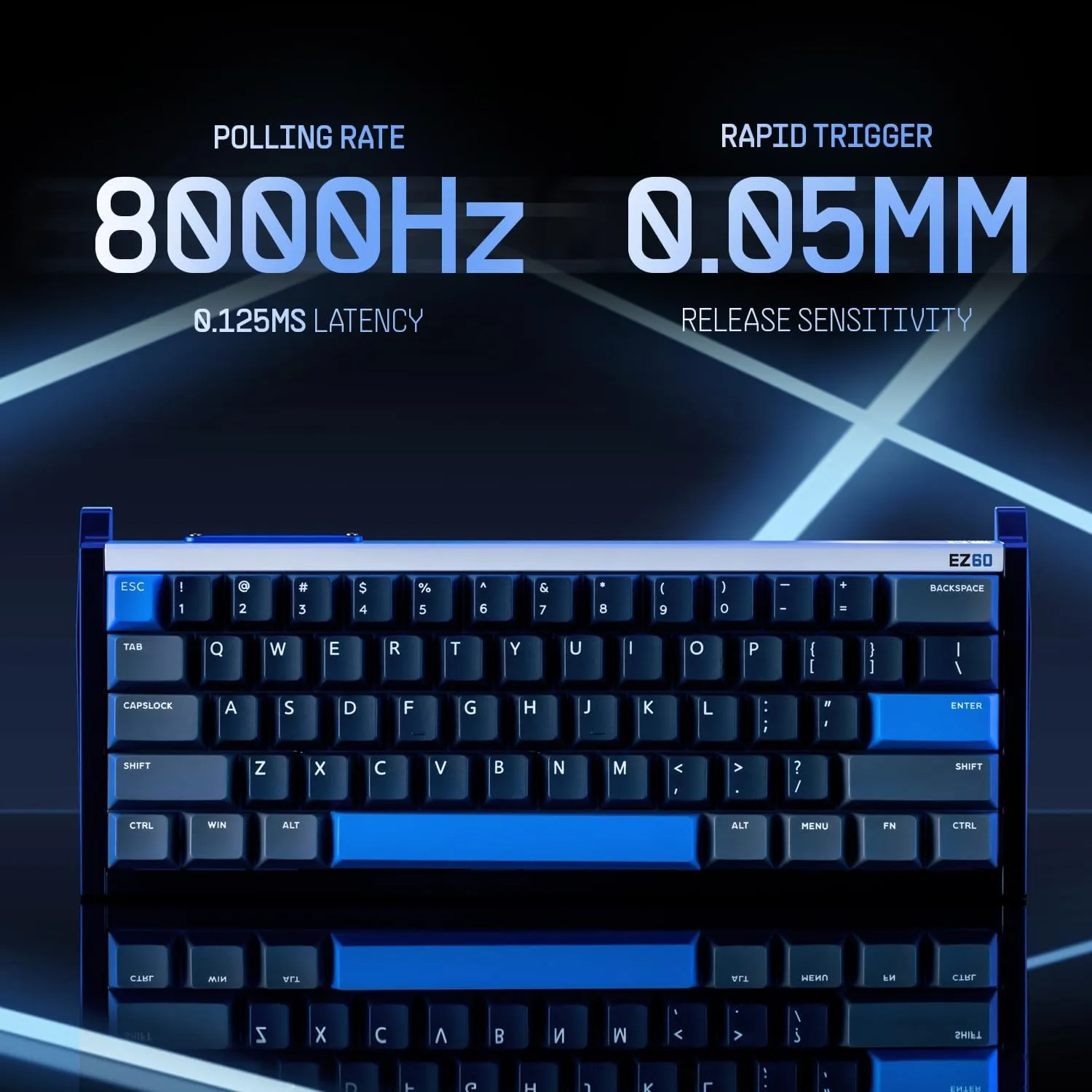 IQUNIX EZ60 Gaming Keyboard, 60% RGB Mechanical Keyboard, 61 Keys with Magnetic Jade Switches, Rapid Trigger, Adjustable Actuation, Double Shot PBT Keycaps, for Win/Mac Laptop PC