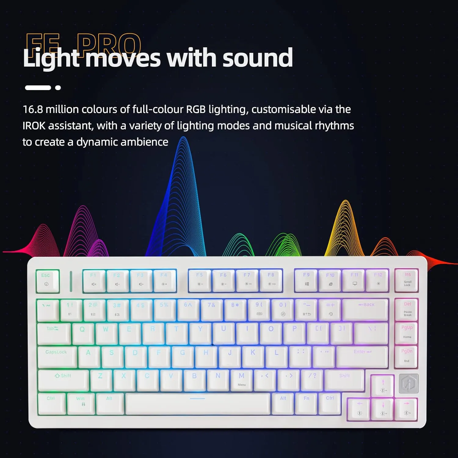 IROK FE75Pro Wireless RGB Hot Swappable Mechanical Keyboard, Three-Layer Dampening 81 Keys Gaming Keyboard, Customizable Backlit, USB-C/2.4GHz/Bluetooth- White