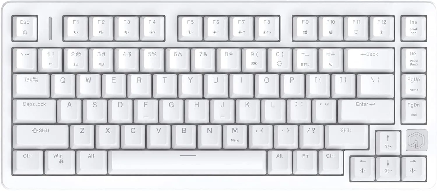 IROK FE75Pro Wireless RGB Hot Swappable Mechanical Keyboard, Three-Layer Dampening 81 Keys Gaming Keyboard, Customizable Backlit, USB-C/2.4GHz/Bluetooth- White