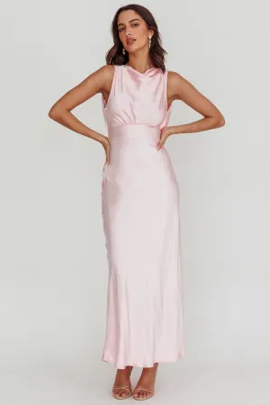 Isabella Satin Backless Maxi Dress Pink
