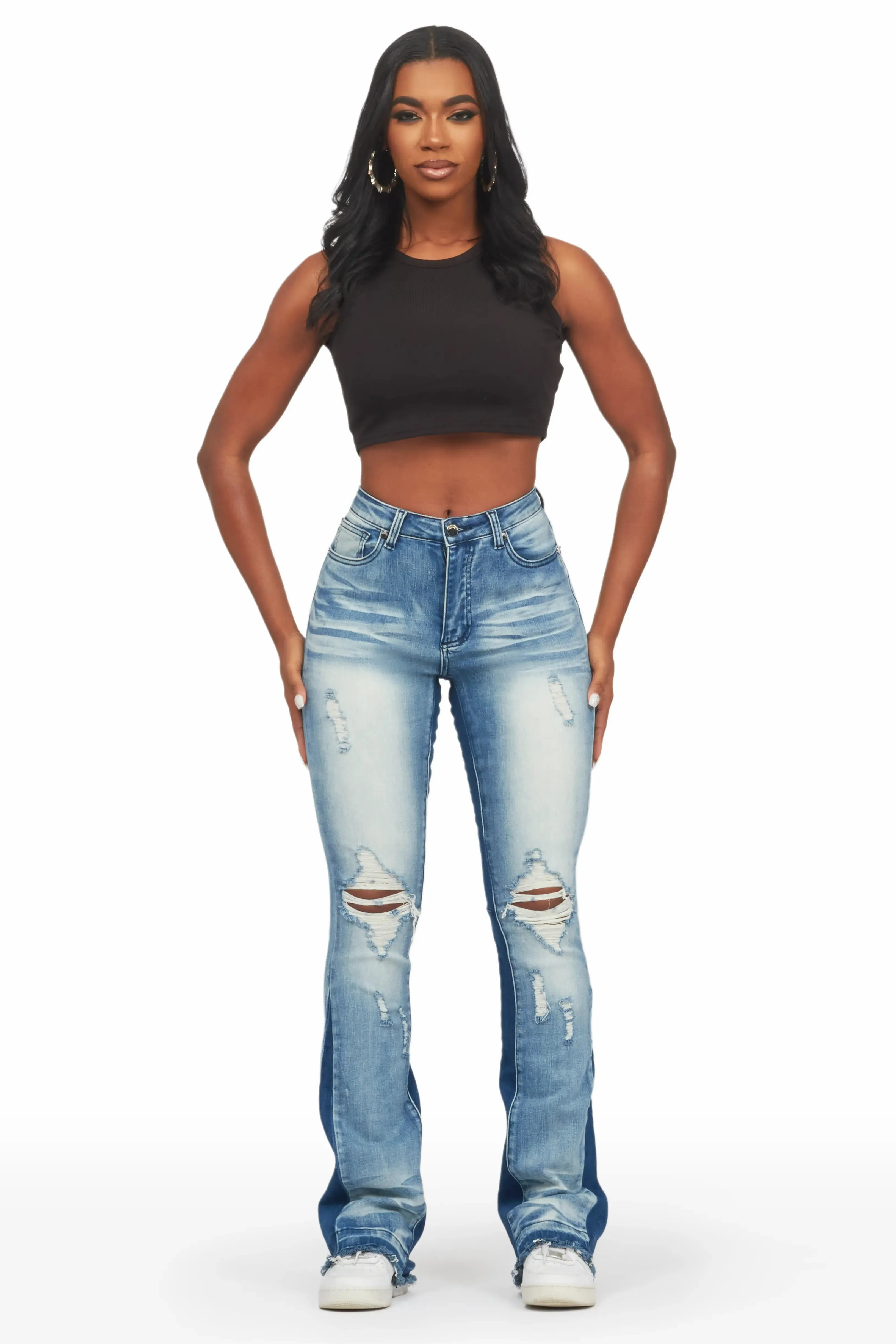 Jazminn Light Wash Stacked Flare Jean