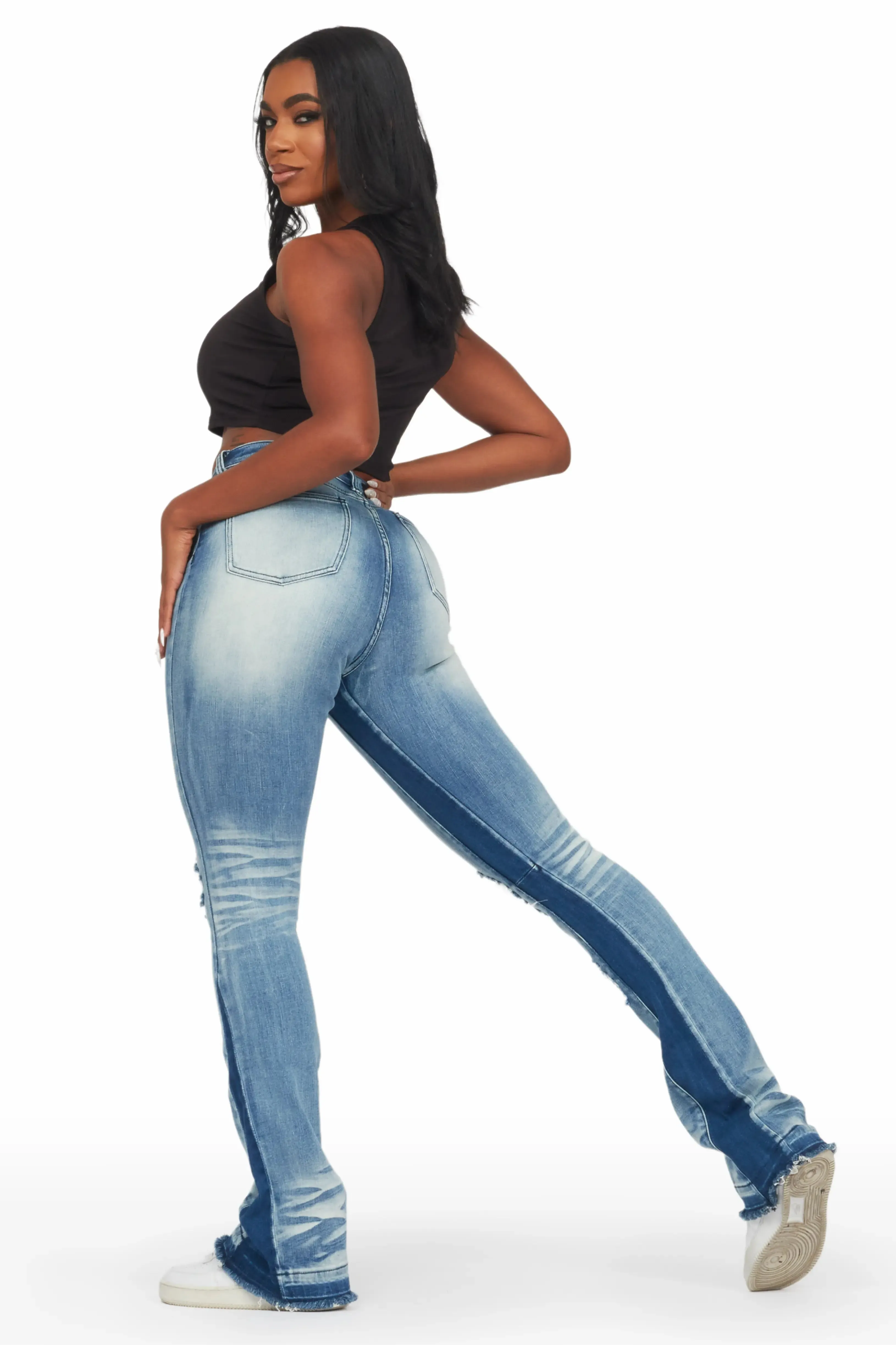 Jazminn Light Wash Stacked Flare Jean