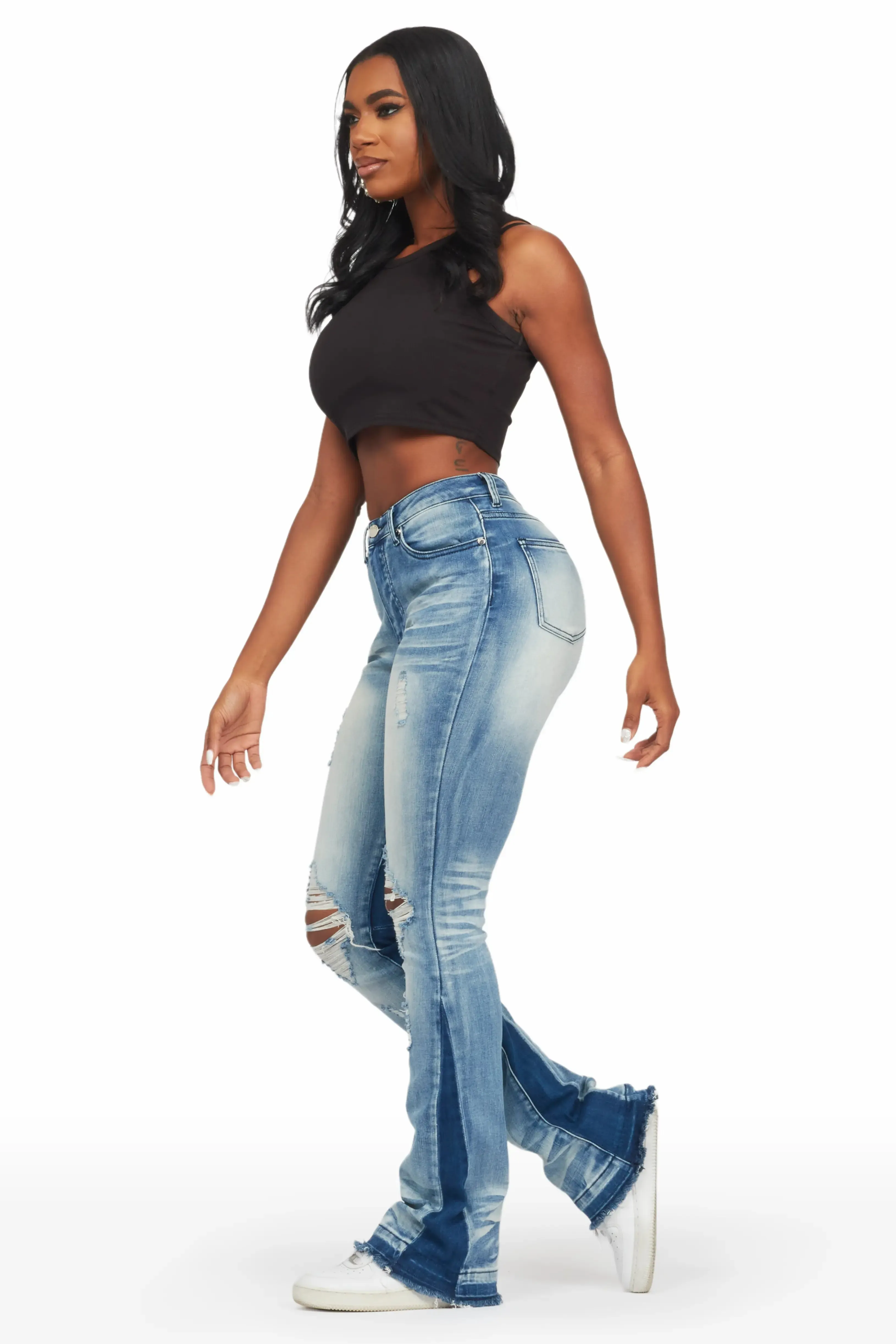 Jazminn Light Wash Stacked Flare Jean
