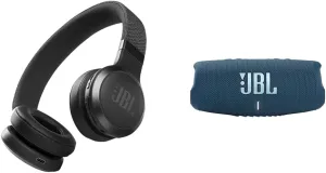 JBL Live 460NC - Wireless On-Ear Noise Cancelling Headphones with Long Battery Life & Charge 5 - Portable Bluetooth Speaker with IP67 Waterproof and USB Charge Out - Blue, Small
