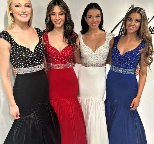 Johnathan Kayne 2724 Velvet Fit and Flare Evening Gown Cap Sleeves sequin bodice dress