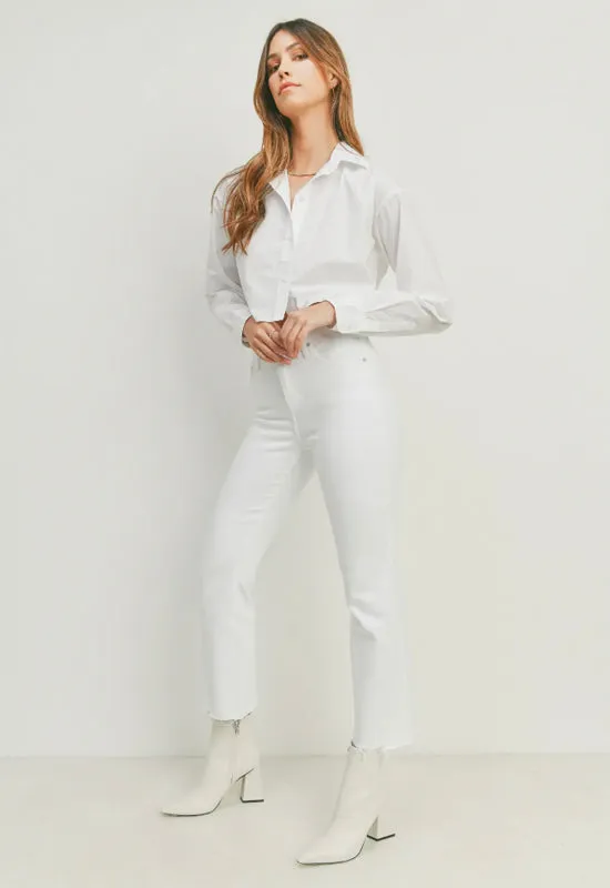 Just Black - Vintage Cropped Flare Jean Optic White