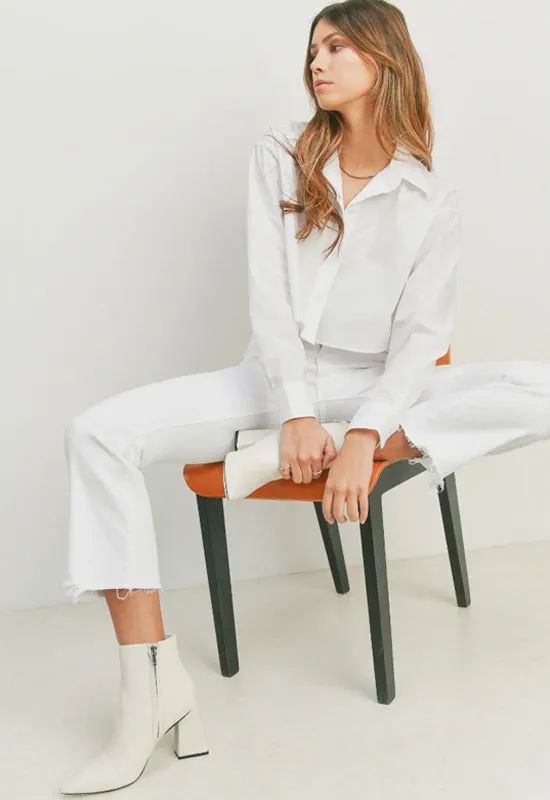 Just Black - Vintage Cropped Flare Jean Optic White