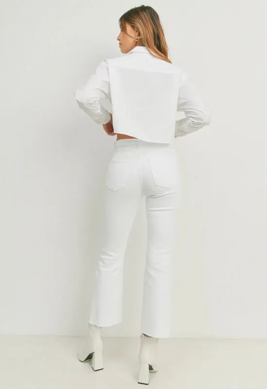 Just Black - Vintage Cropped Flare Jean Optic White