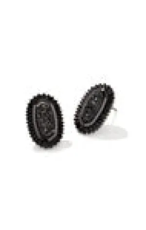Kendra Scott Baguette Ellie Stud Earrings - Gunmetal & Black Drusy
