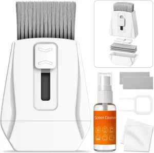 Keyboard Cleaning Kit Keyboard Cleaner, Laptop Cleaning Kit with Retractable Brush and Screen Cleaner Spray 30ml, Multitool for Tablet Computer MacBook Phone Monitor Camera Lens