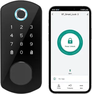 Keyless Entry Door Lock, Deadbolt Smart Lock, Fingerprint Look with Code, Keypad Door Locks for Front Door, Electronic Door Lock Bluetooth and APP Control