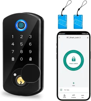 Keyless-Entry Door Lock, Fingerprint Smart Locks for Front Door, Deadbolt Smart Lock, Auto Lock-App Remote Control-Easy Install, Electronic Door Lock Perfect for Exterior, Interior, Bedroom