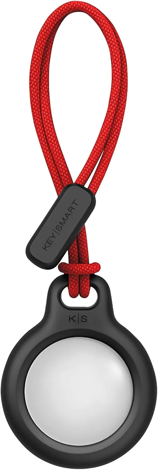 KeySmart AirClip Apple Airtag Keychain Holder - Twist and Lock Air Tag Holder, Includes Loop Strap and Black Key Ring (Black, 1 Pack)