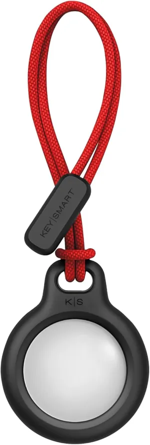 KeySmart AirClip Apple Airtag Keychain Holder - Twist and Lock Air Tag Holder, Includes Loop Strap and Black Key Ring (Black, 1 Pack)