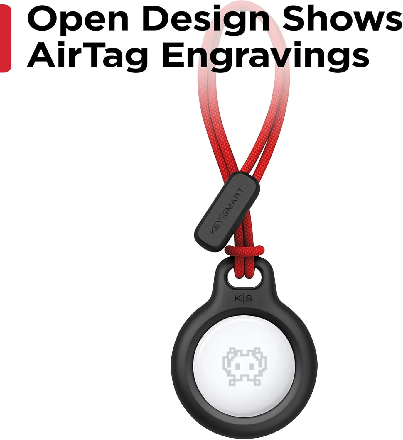 KeySmart AirClip Apple Airtag Keychain Holder - Twist and Lock Air Tag Holder, Includes Loop Strap and Black Key Ring (Black, 1 Pack)