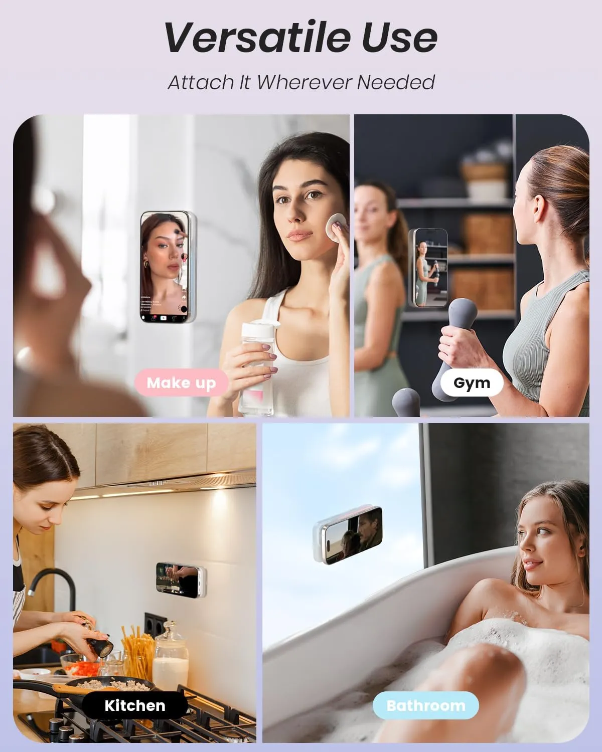 Klearlook Magnetic Suction Phone Mount for MagSafe Case, Silicone Sticky Phone Grip Holder for iPhone 16/15/14/13/12 Series, Removable Hands-Free Video/Selfie, Women Girl Teen Gift, Light Pink