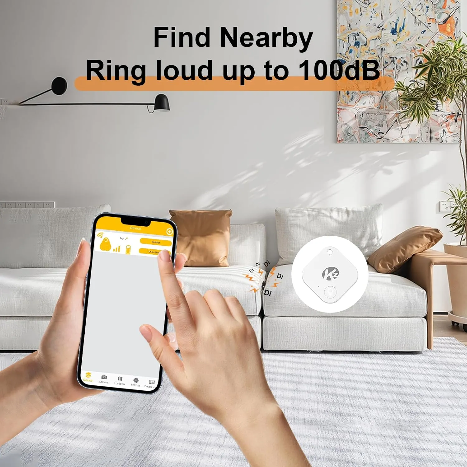 KZO Bluetooth Air Tracker Tag 1 Pack, iOS and Android Compatible, Find Nearby, Phone Finder, Loud Ring, Replaceable Battery, Suitable to Track Keys/Backpacks/Luggage/Suitcases, White