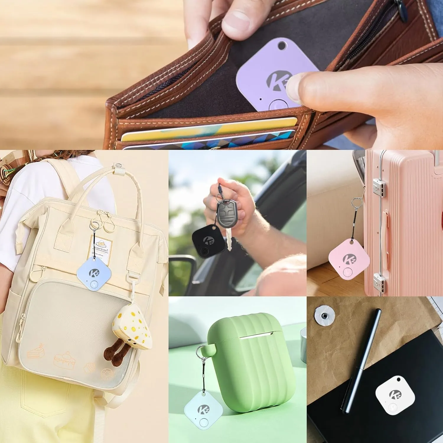 KZO Bluetooth Air Tracker Tag 1 Pack, iOS and Android Compatible, Find Nearby, Phone Finder, Loud Ring, Replaceable Battery, Suitable to Track Keys/Backpacks/Luggage/Suitcases, White