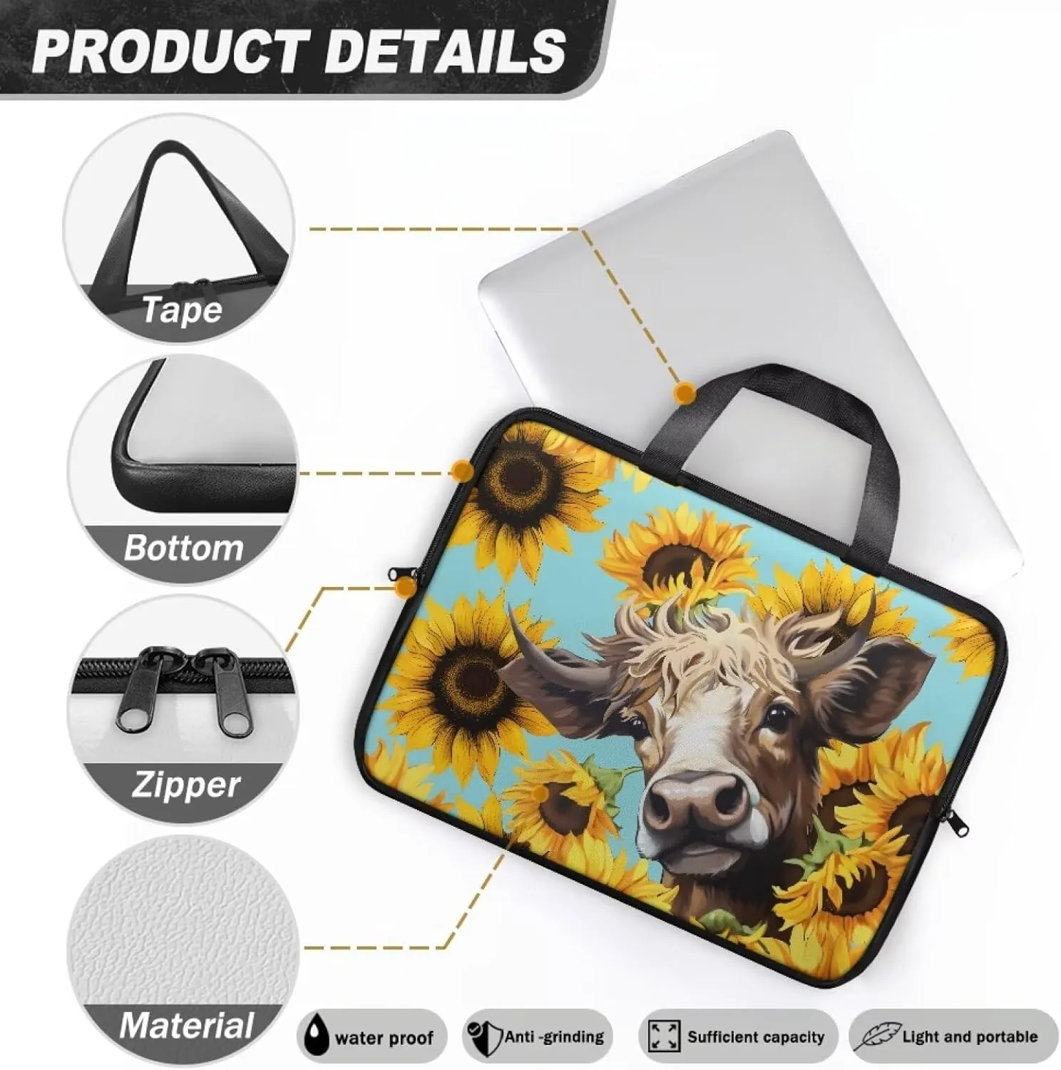 Laptop Bag for Women Men 10-17 Inch Waterproof Pu Leather Laptop Briefcase Handbag Portable Work Computer Tote Bag