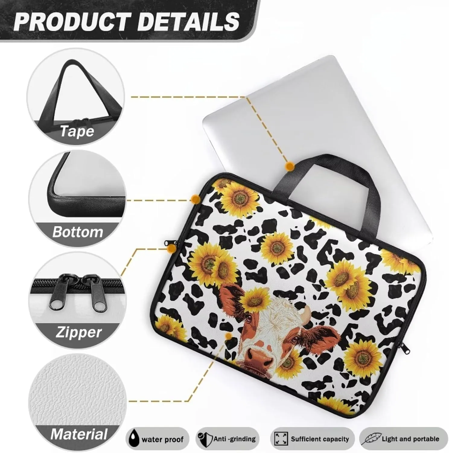 Laptop Bag for Women Men 10-17 Inch Waterproof Pu Leather Laptop Briefcase Handbag Portable Work Computer Tote Bag