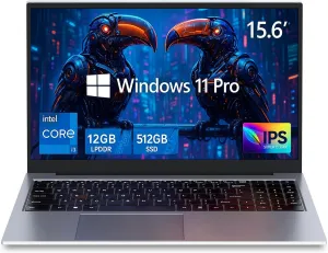Laptop Gaming,with Backlit Keyboard-Intel Core Laptop i3 (2C/4T, Up to 3.2GHz), 12GB DDR4 RAM 512GB NVMe SSD, 15.6" FHD IPS 180 Viewing Angle, WiFi 6 & Bluetooth - Aluminum Portable Laptop Computer