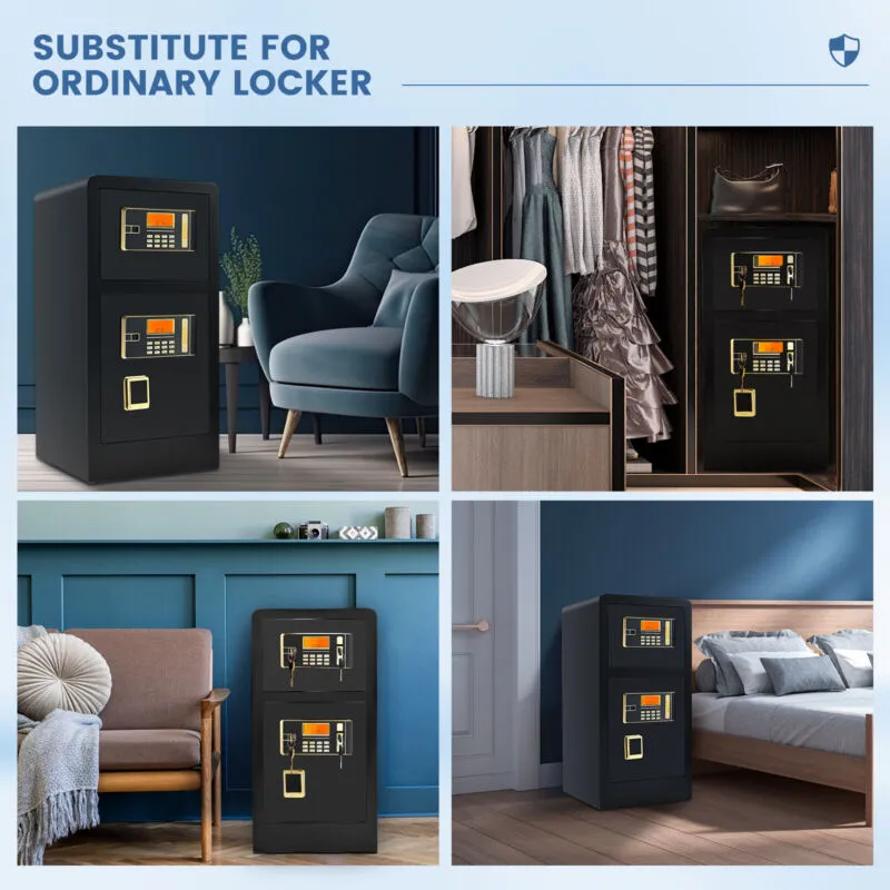 Large Home Safe 4.5 Cub Fireproof Double Lockbox with Digital Keypad