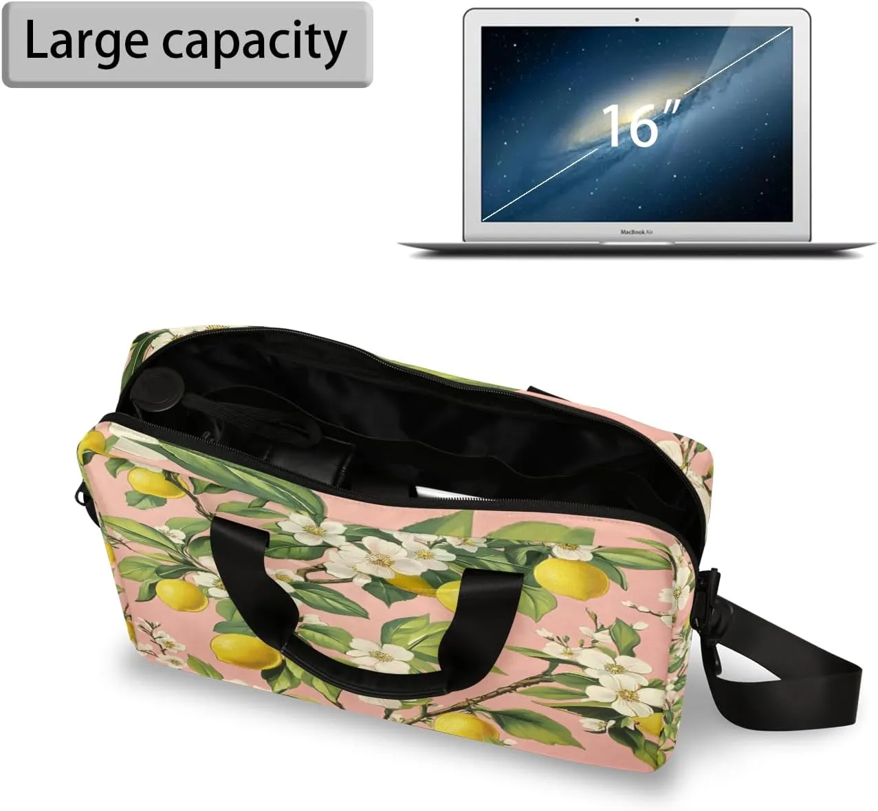 Lemon Tree Laptop Bag for 14 15 15.6 Inch, Waterproof Laptop Sleeve Case Computer Cover Carrying Bag Travel Work Briefcase Shoulder Bags