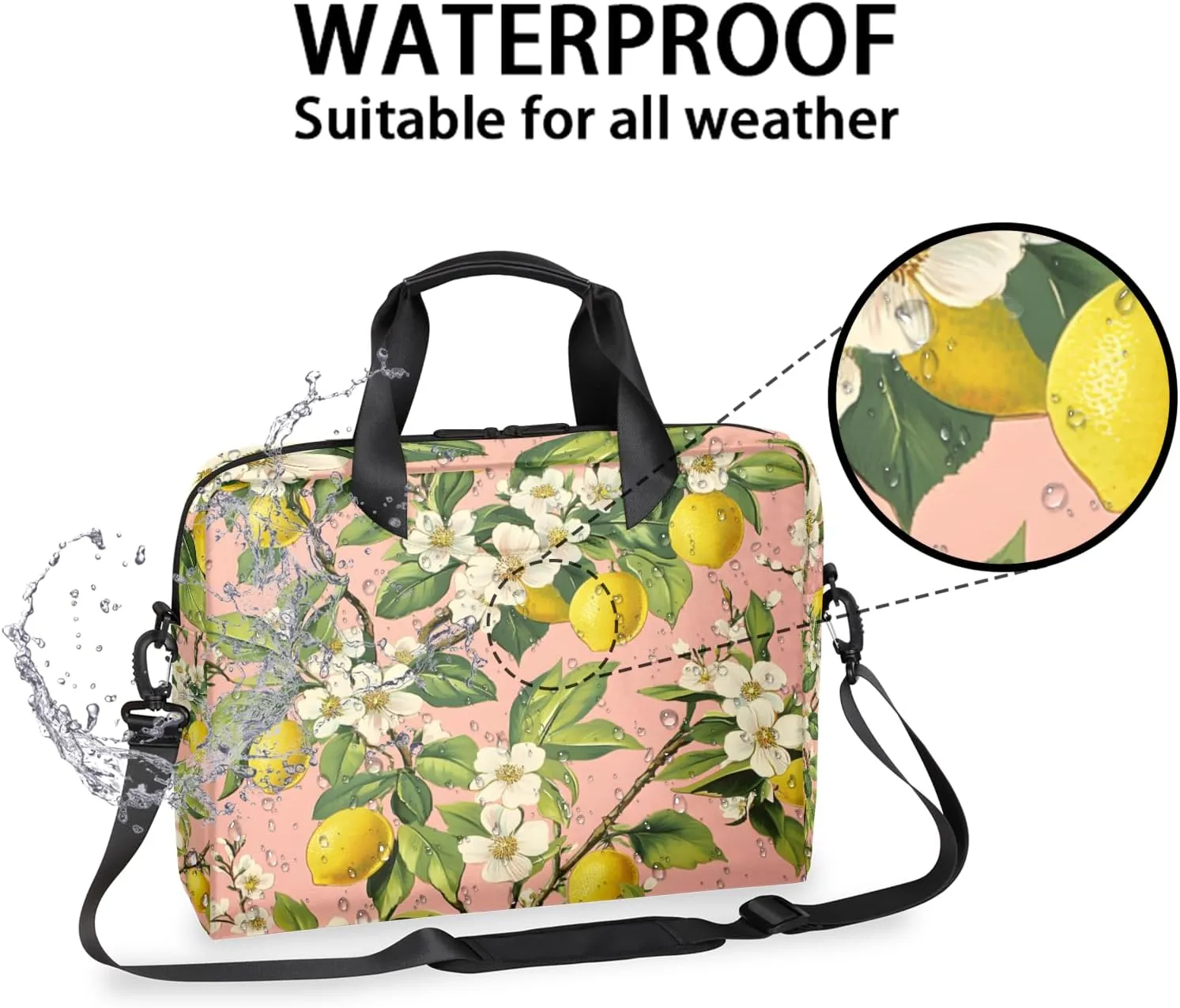 Lemon Tree Laptop Bag for 14 15 15.6 Inch, Waterproof Laptop Sleeve Case Computer Cover Carrying Bag Travel Work Briefcase Shoulder Bags