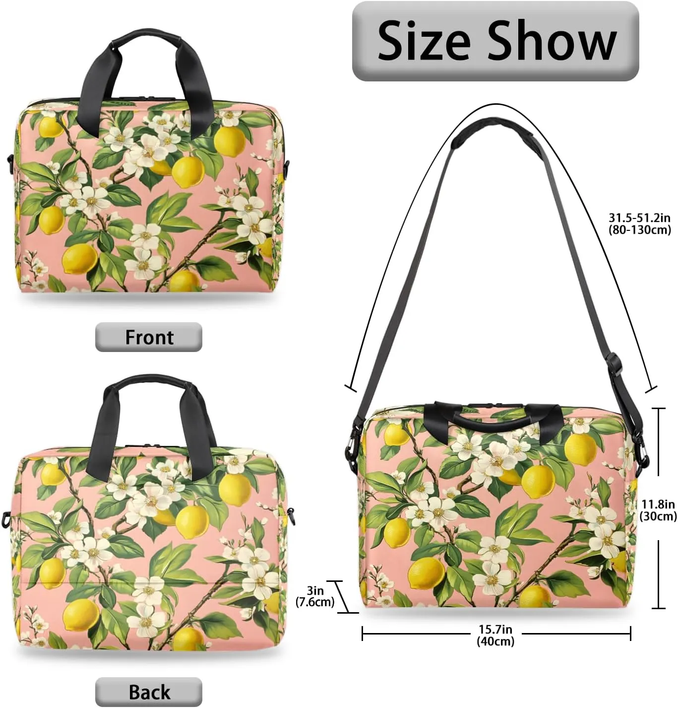 Lemon Tree Laptop Bag for 14 15 15.6 Inch, Waterproof Laptop Sleeve Case Computer Cover Carrying Bag Travel Work Briefcase Shoulder Bags