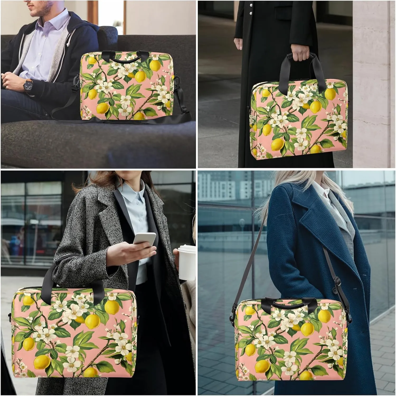 Lemon Tree Laptop Bag for 14 15 15.6 Inch, Waterproof Laptop Sleeve Case Computer Cover Carrying Bag Travel Work Briefcase Shoulder Bags