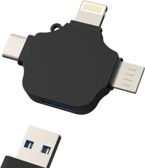 Lightning Micro USB Type C to USB-A Adapter Compatible for Samsung iPhone 15 14 13 12 Pro Max Plus iPad Air Mini OTG Converter Thunderbolt Android Camera Card Reader Mouse Keyboard Flash Drive