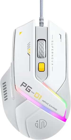 Lightweight Gaming Wired Mouse,12800 DPI Adjustable,6 Programmable Buttons,12 RGB Breathing Mice,Ergonomic USB Optical pc Gaming Mouse,for pc,Laptop and Desktop (White)