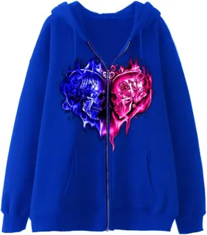 Lighweight Jacket for Women Hoodies Full Zip Up Print Pockets Long Sleeve Hooded Sweatshirt Coat Spring Fall Top Casual