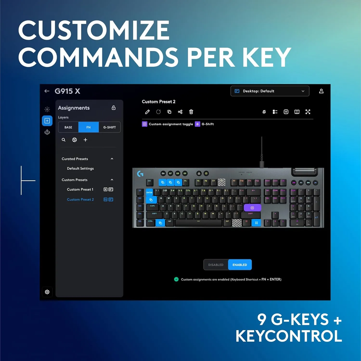 Logitech G915 X Wired Mechanical Gaming Keyboard, Double-Shot PBT Keycaps, Fully Programmable Keys, RGB Backlit Mac/PC Gaming Keyboards, Aluminum Finish, GL Tactile Switches, Black