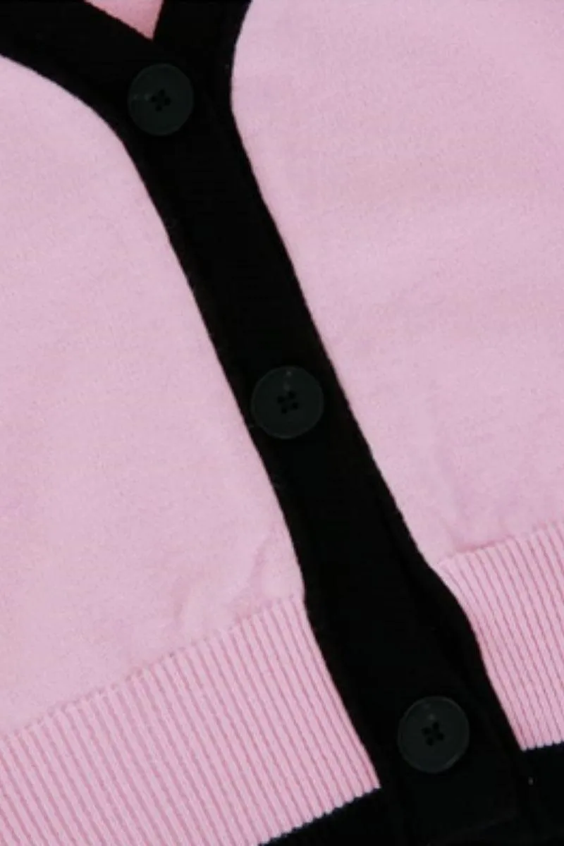 Logo Crop Knit Cardigan Pink