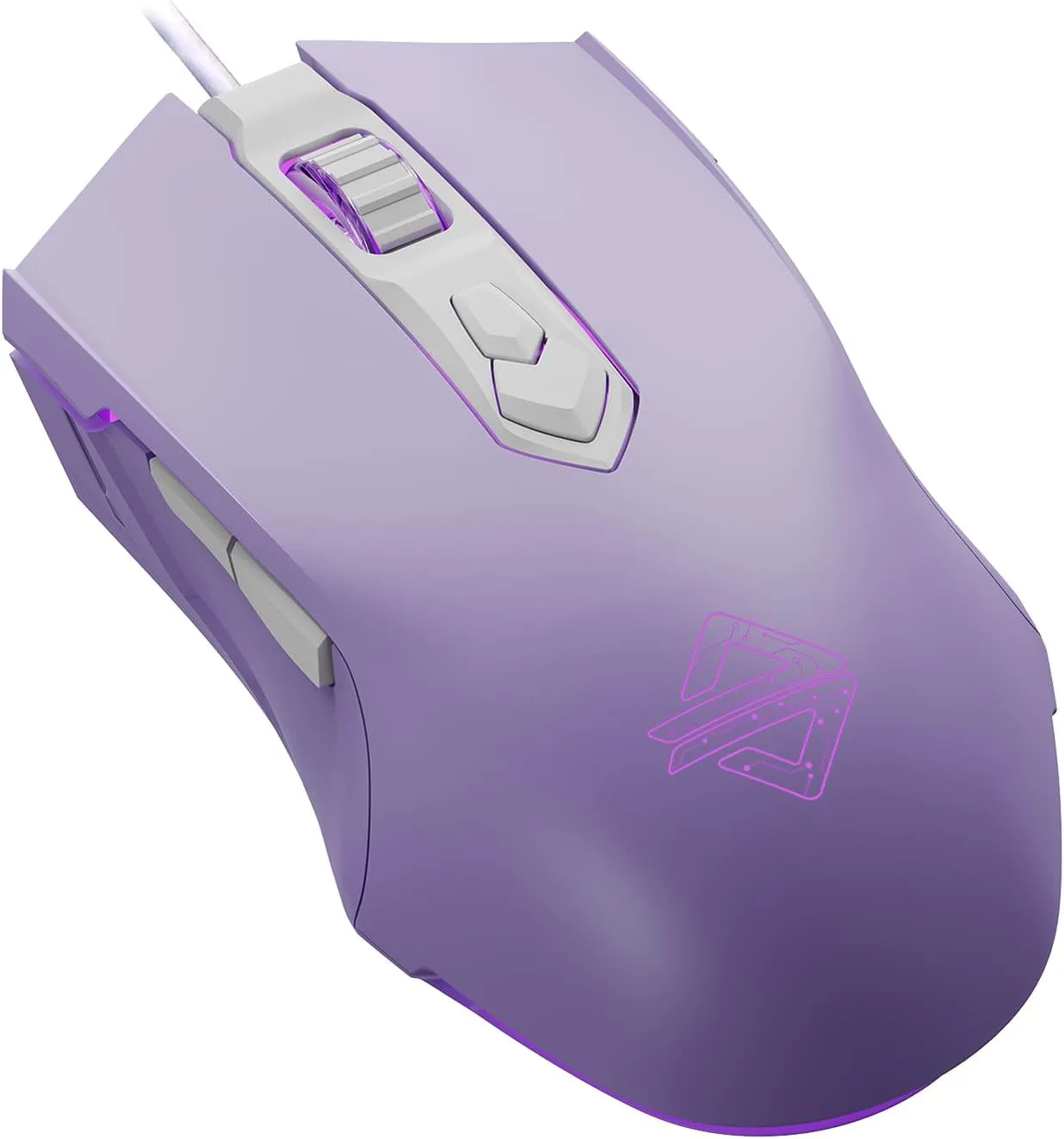 Lomiluskr AJ52 RGB Wired Gaming Mouse, 7 Programmable Buttons, Computer Mice with RGB Lighting, 200-4800 DPI Adjustable, for Windows/Mac OS/Linux (Purple)