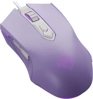 Lomiluskr AJ52 RGB Wired Gaming Mouse, 7 Programmable Buttons, Computer Mice with RGB Lighting, 200-4800 DPI Adjustable, for Windows/Mac OS/Linux (Purple)