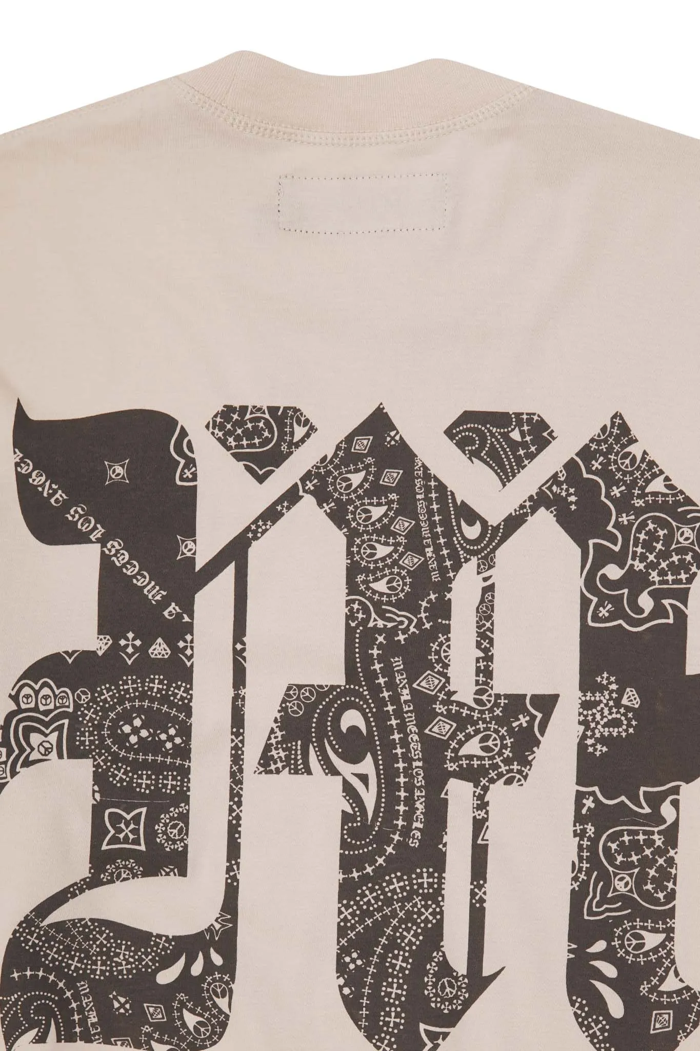 M'$ PAISLEY PATCHWORK MILITIA MOCK NECK TEE IN OAT
