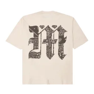 M'$ PAISLEY PATCHWORK MILITIA MOCK NECK TEE IN OAT