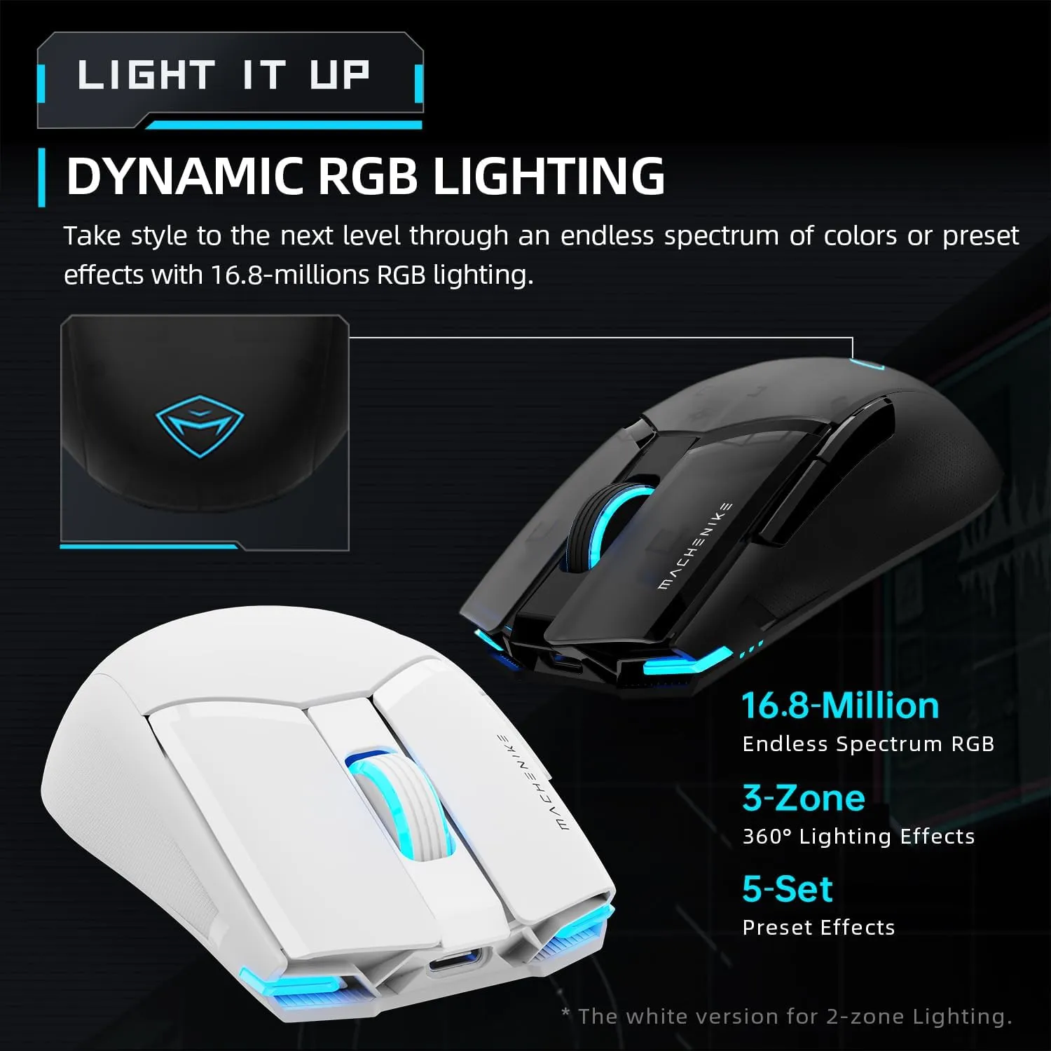 Machenike Wireless Gaming Mouse,26,000 DPI,PAW3395 Sensor,RGB Backlit,Ergonomic Design,6 Programmable Buttons,Long Battery Life,Ultra-Lightweight,Gaming Mice Compatible with PC, Mac