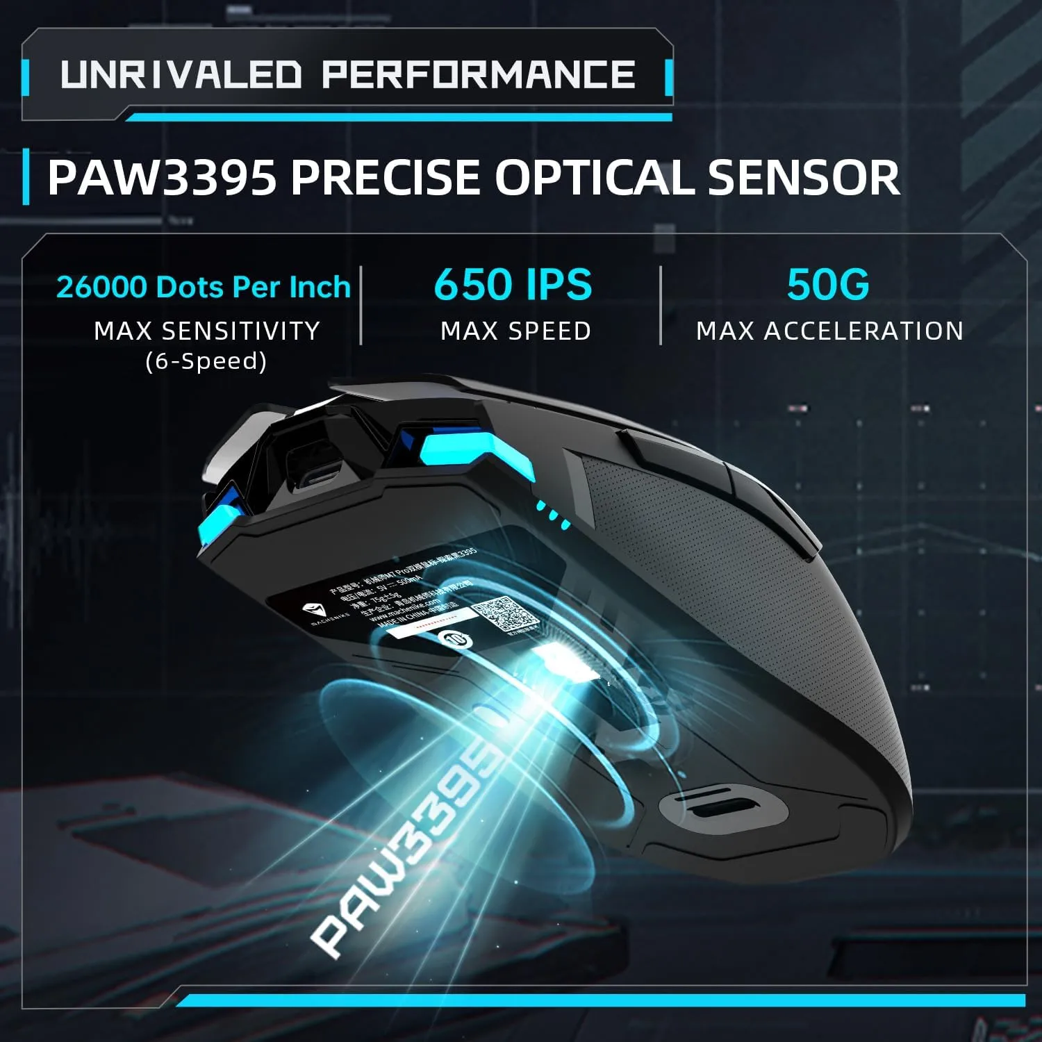 Machenike Wireless Gaming Mouse,26,000 DPI,PAW3395 Sensor,RGB Backlit,Ergonomic Design,6 Programmable Buttons,Long Battery Life,Ultra-Lightweight,Gaming Mice Compatible with PC, Mac